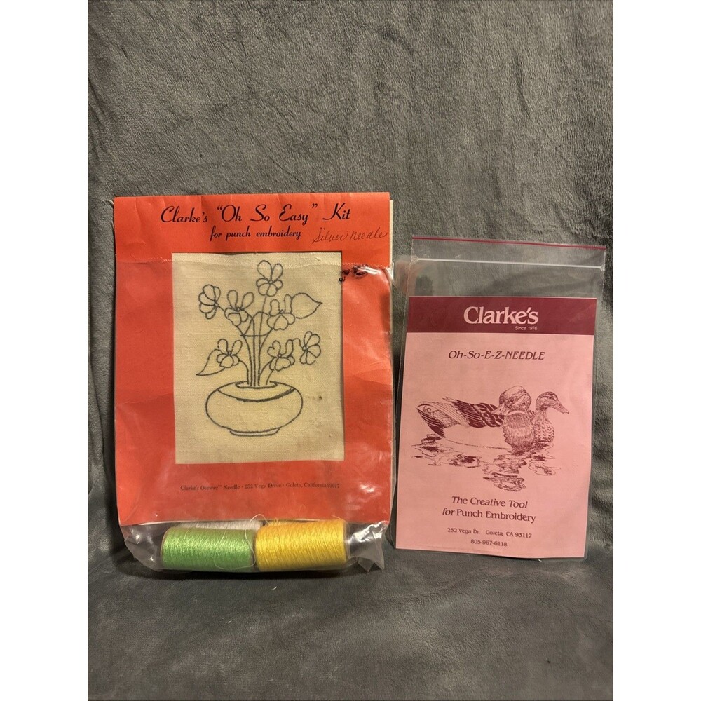 Vintage 80s Oh So Easy Clarke's Osewez Punch Embroidery Kit Flowers